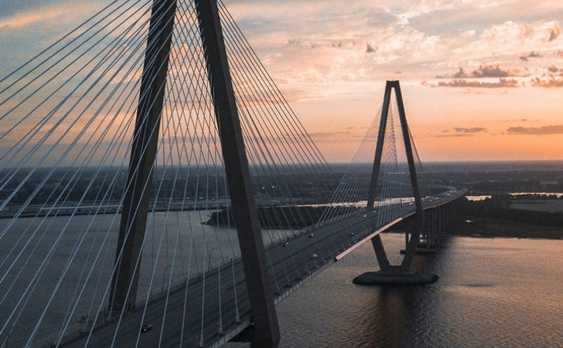 bridge at sunset in Charleston, SC
