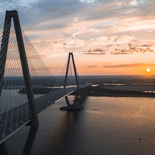 Charleston, SC bridge at sunset in Charleston, SC